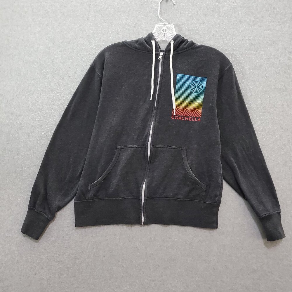 Coachella Women Sweatshirt Small Gray 2014 Music Festival Full‎ Zip Hoodie